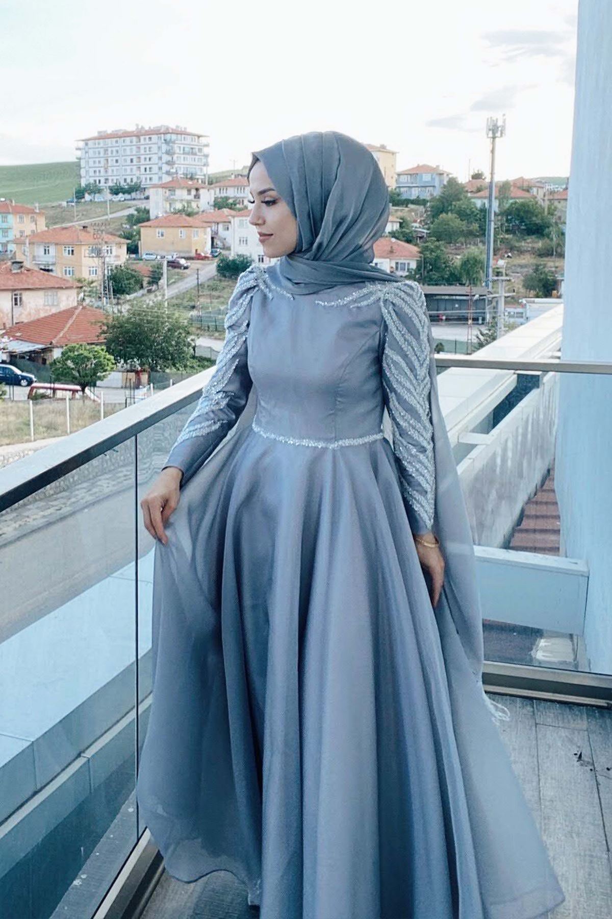 Deniz Yıldızı Evening Dress- Grey