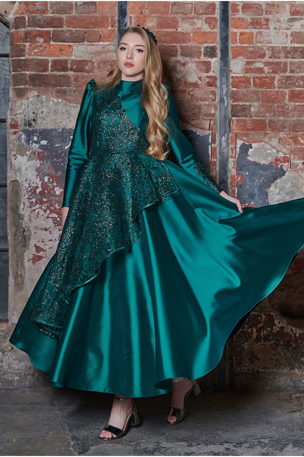 Efsa Evening Dress Emerald Green