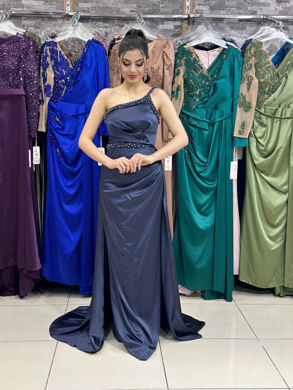 Birsu Evening Dress Navy Blue