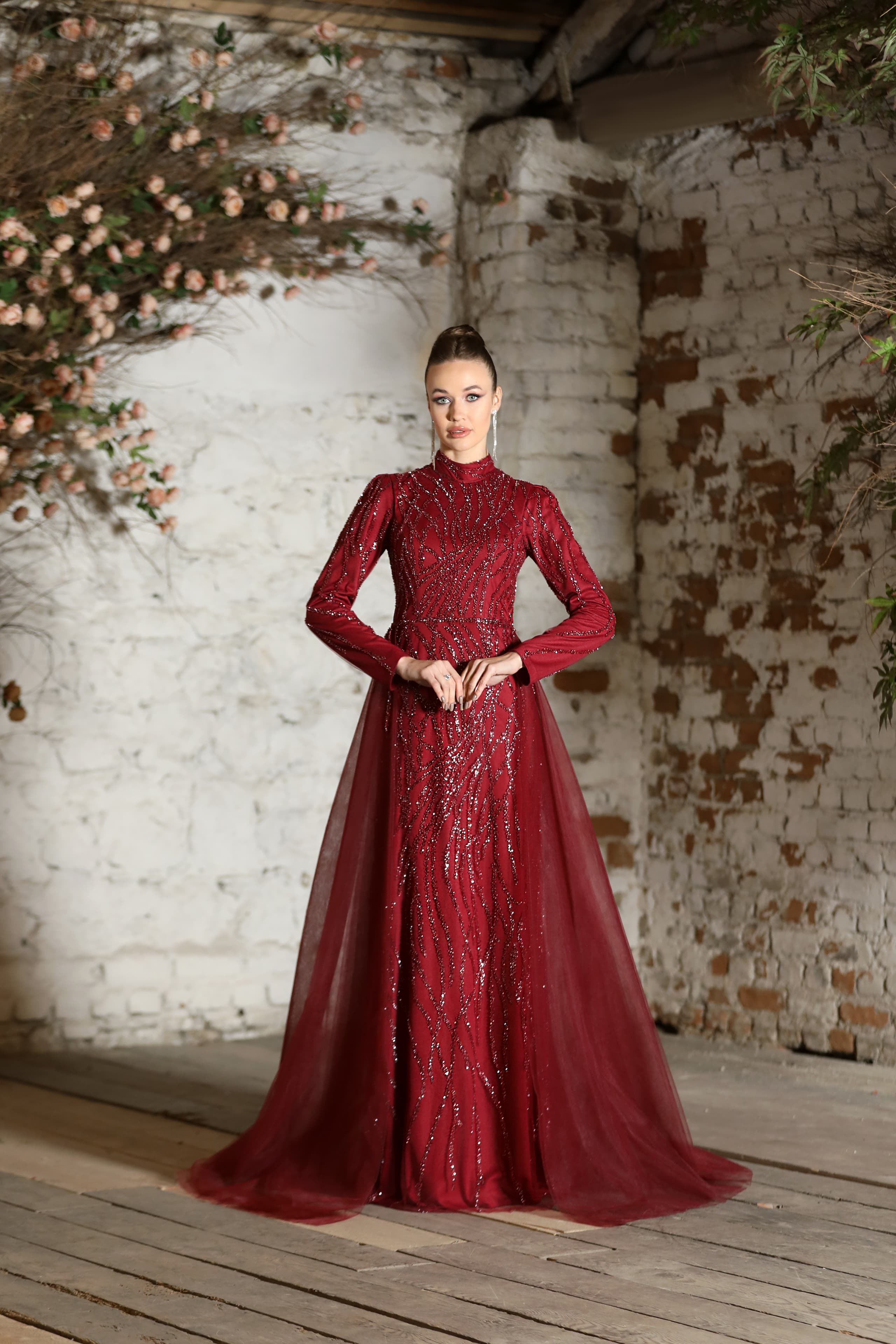 Afitap Evening Dress - Claret Red