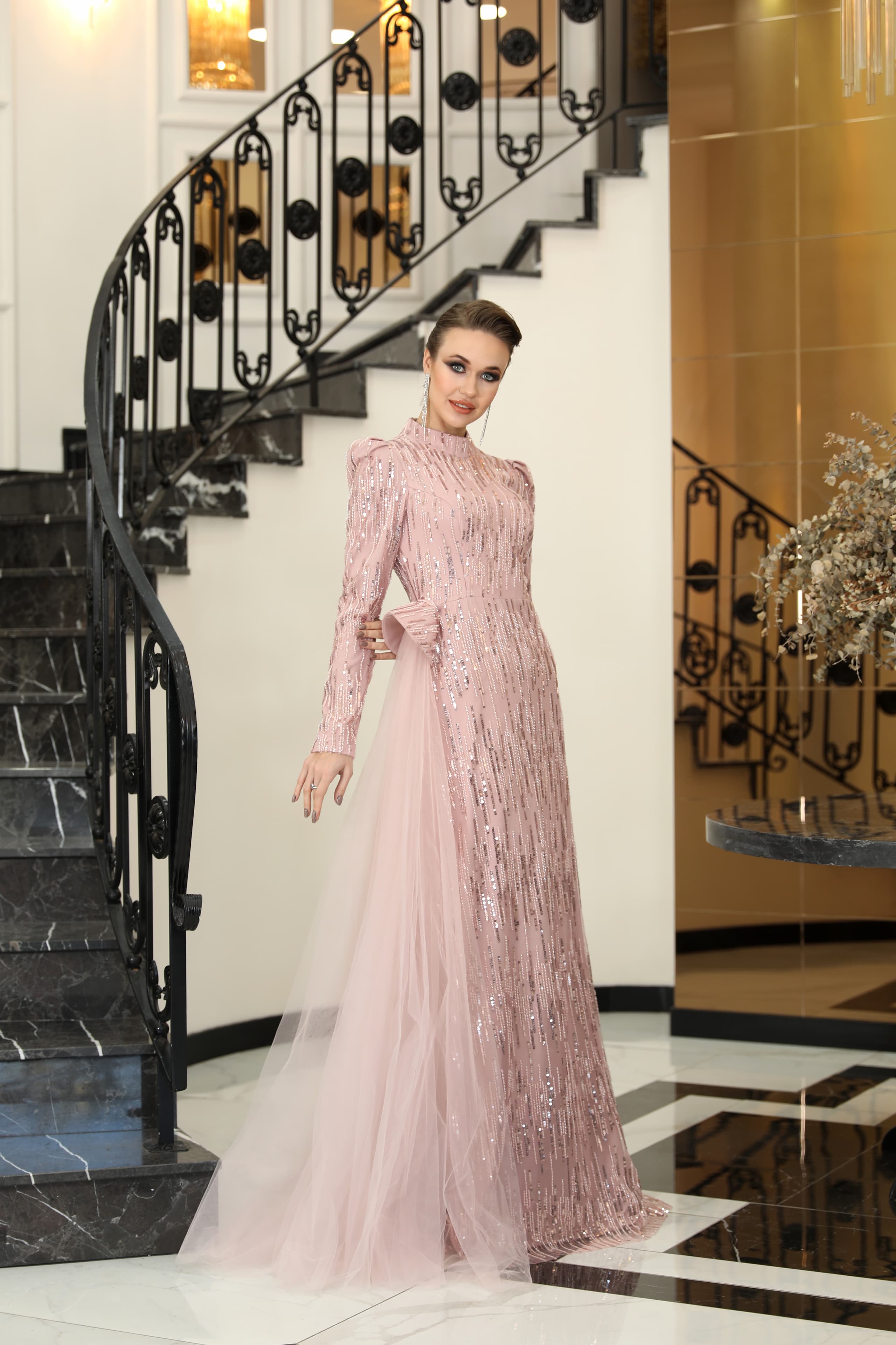 Damla Evening Dress - Powder