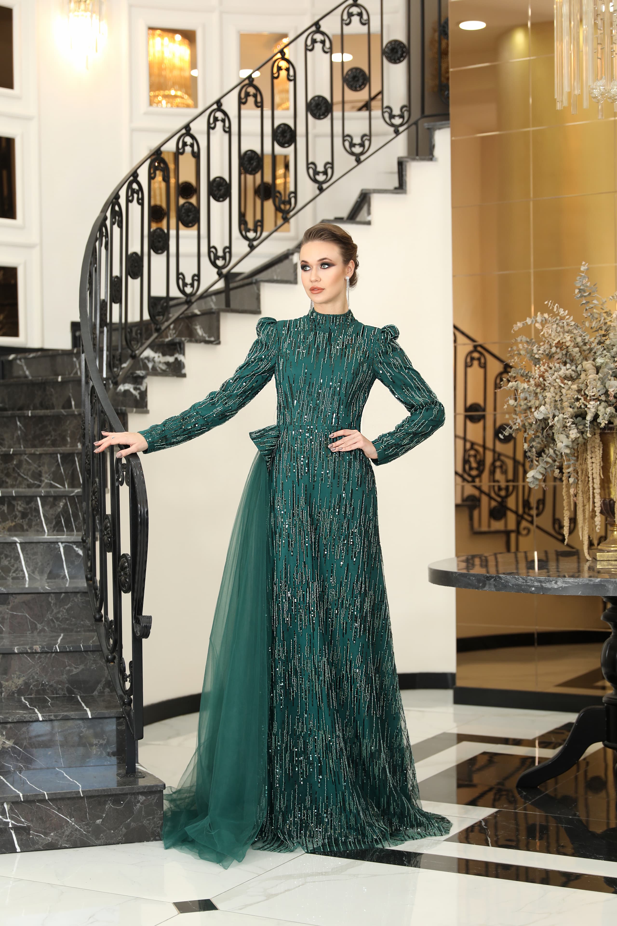 Damla Evening Dress - Emerald