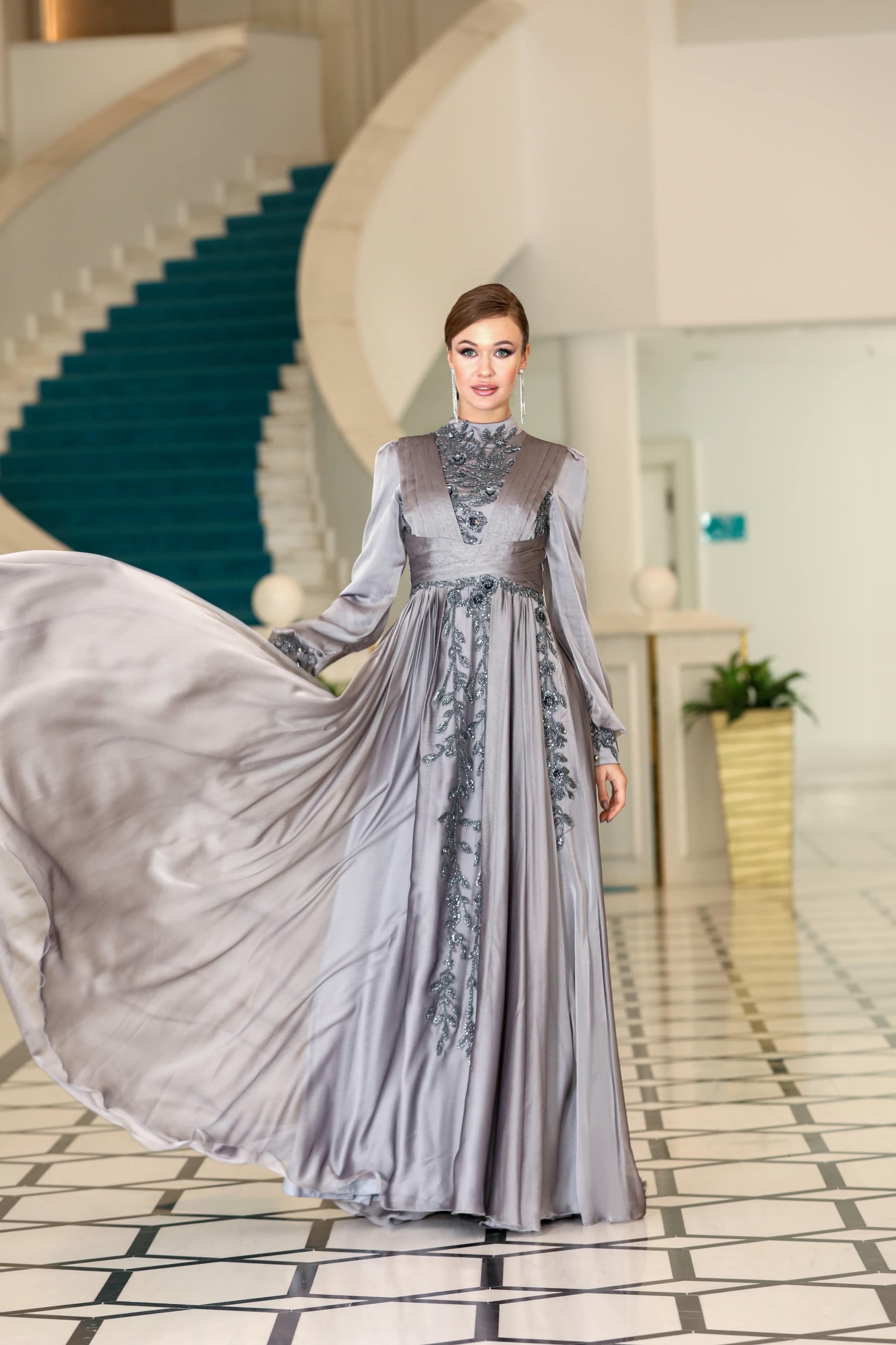 Seyran Evening Dress - Grey