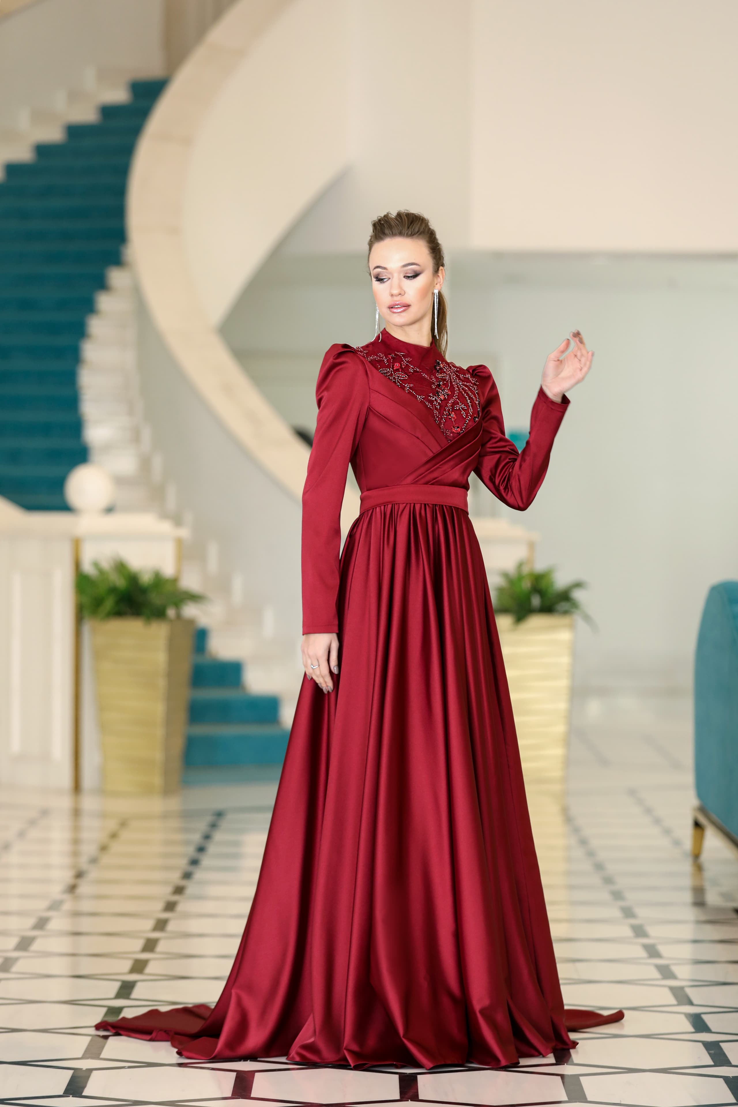 Gaye Evening Dress - Claret Red