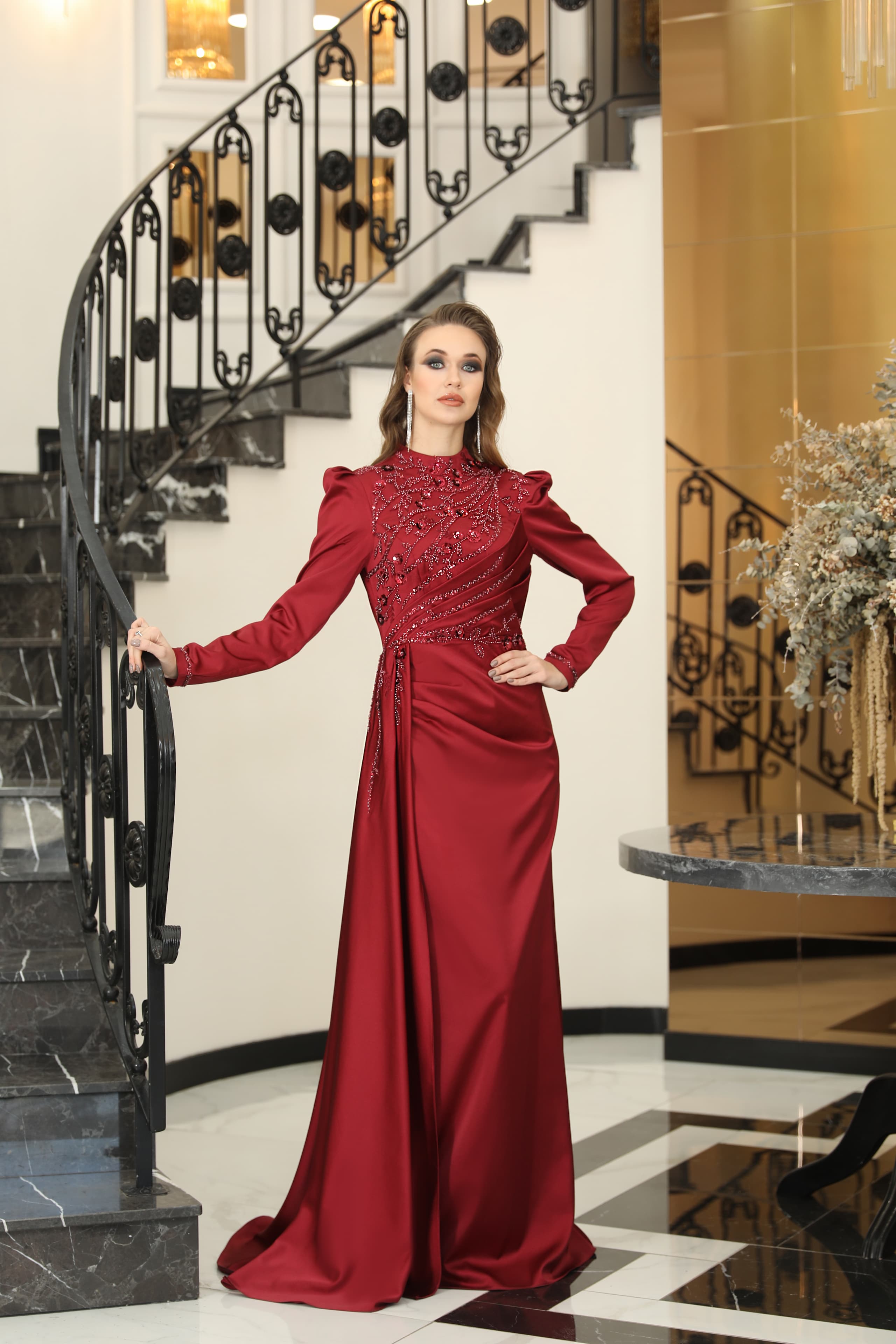 Asilay Dress - Claret Red