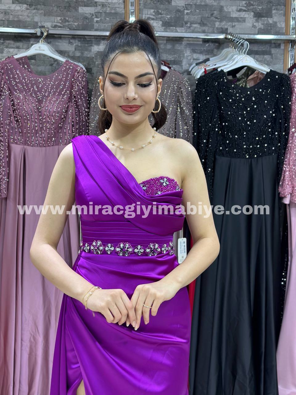 Mercan Evening Dress Fucshia